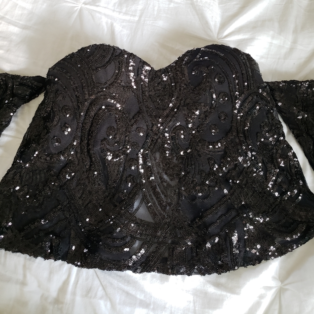 Black Sequin halter top